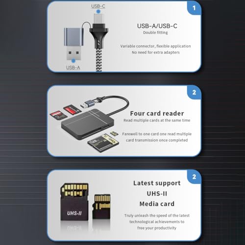 Verilux® USB Card Reader USB C USB3.0 Support UHS-II Compatible SD 4.0 TF 4.0 CF MS 5Gbps Reading Speed Travel 4 in 1 for Windows Mac Linux Android 2PCS Verilux® USB Card Reader USB C USB3.0 Support UHS-II Compatible SD 4.0 TF 4.0 CF MS 5Gbps Reading Speed Travel 4 in 1 for Windows Mac Linux Android 2PCS